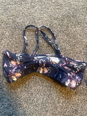 OH LA LA Navy Floral Knot-Front Tank Top child intermediate